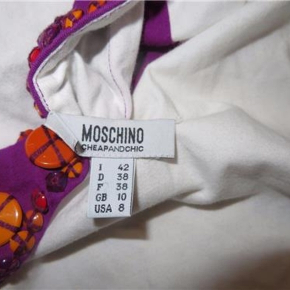 MOSCHINO CHEAP AND CHIC WHITE TOP W/PLUM TRIM 8 * - Picture 5 of 6